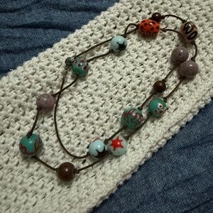 Handcrafted Art Glass Multicolor Beaded Necklace